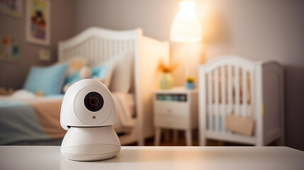 Video camera CCTV for control baby near crib with child room