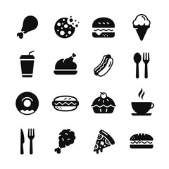 Food and drink icon set isolated on white background