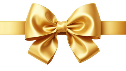 Wall Mural - golden silk ribbon bow isolated on white or transparent png