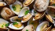 shell clams seafood food steamed illustration lemon sea, restaurant table, black cuisine shell clams seafood food steamed