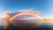 Beautiful rainbow over the ocean. 