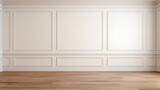 Fototapeta  - white wall with classic style moulding and wooden floors