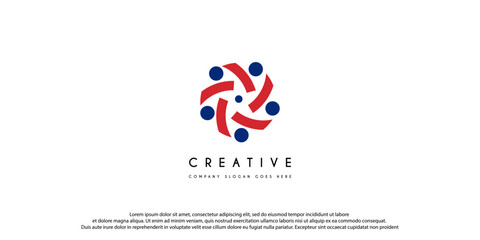 Abstract People symbol, togetherness and community concept design, creative hub, social connection icon, template and logo set