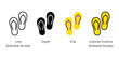 Pair of flip flops, sandals, slippers vector icon set for website design, app, ui, isolated on white background. Vector illustration.