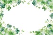 © linen - Watercolor clover leaf frame white background free space