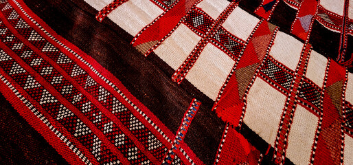 Wall Mural - Closeup To A Handmade Sadu Weaving Traditional Arabian Rug