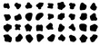 Organic blobs set icon. Random black cube drops simple shapes. Vector illustration