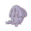 A Cartoon Elephant's Expression of Hopeless Reflection