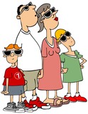Fototapeta  - Illustration of a family watching a solar eclipse