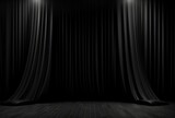 Fototapeta  - black curtain background with light for stage view. generative ai