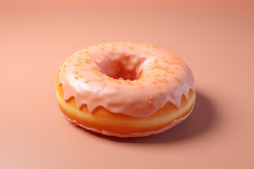 Donut on a peach background. AI generative.