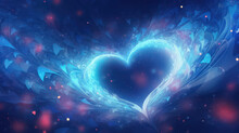 Blue Heart In The Night Background Illustration