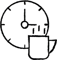 Sticker - Tea, time, clock icon grunge style vector