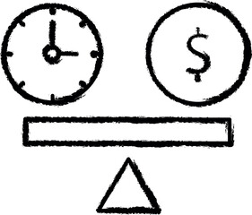 Wall Mural - Scale clock, money icon grunge style vector