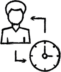 Poster - Man, time, clock icon grunge style vector