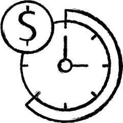 Sticker - Dollar, business, time icon grunge style vector