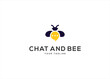Bee Icon shaped Bubble chat Logo Design vector illustration