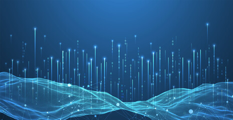 Big Data. Abstract digital futuristic wireframe vector illustration on technology background. Data mining and management concept. Hand drawn art.