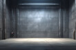 Roller shutter using for factory, warehouse or hangar. Industrial building interior consist of polished concrete floor and closed door for product display or industry background.