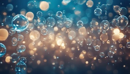 Poster - abstract fresh background with bubbles and waves in blue