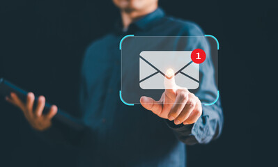 new email notification concept, business e-mail communication, digital marketing campaign. receive n
