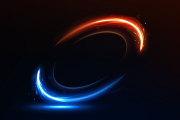 Wall Mural - Abstract Red and Blue Motion Circle Light Effect, Vector Illustration