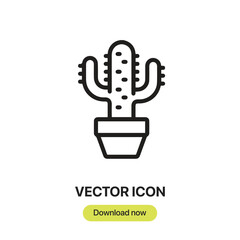 Fototapete - Cactus icon vector. Linear-style sign for mobile concept and web design. Cactus symbol illustration. Pixel vector graphics - Vector.	