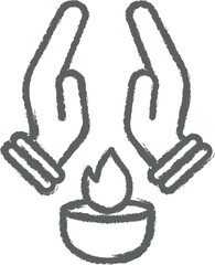 Poster - Diwali, hands, religion, fire icon grunge style vector