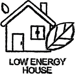 Sticker - low energy house outline icon grunge style vector