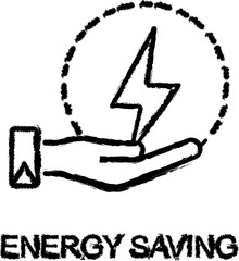 Sticker - energy saving outline icon grunge style vector