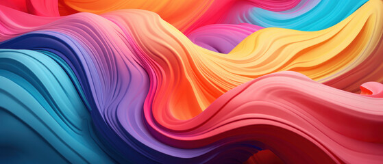 Wall Mural - Vibrant abstract with colorful wavy lines.