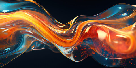 Wall Mural - Dynamic abstract composition with colorful swirls and patterns.