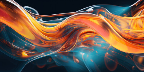 Wall Mural - Dynamic abstract composition with colorful swirls and patterns.