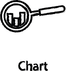 Wall Mural - chart and magnifier icon grunge style vector