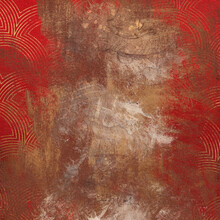 Shabby Art- Deco Red Background. Abstract Colorful Leather Scrapbook Backdrop