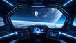 Spaceship cockpit interior, spacecraft control room, generative AI. Inside futuristic shuttle,Generative Ai