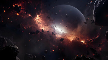 Wall Mural - planets and galaxy, science fiction wallpaper. beauty of deep space,ai