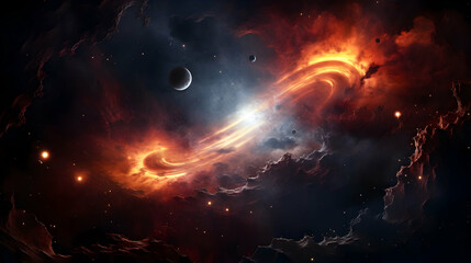 Wall Mural - planets and galaxy, science fiction wallpaper. beauty of deep space,ai