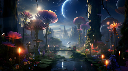 Wall Mural - mystical planets & cosmic fantasy colorful,generated ai