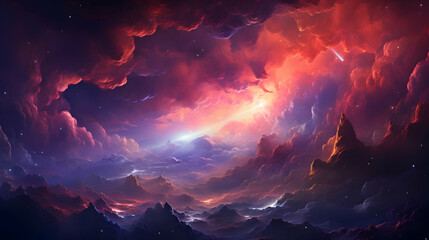 Wall Mural - nebulae, cumulus, isolated cloud, colorful, dynamic, universe,generative ai.