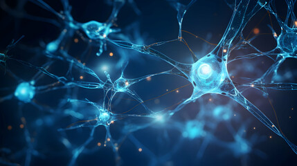 Wall Mural - neural networks of the human brain. 3d illustration of abstract nerve centers,generated ai