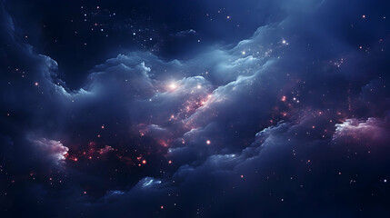Wall Mural - night sky glows with stars and nebula in space generated by ai