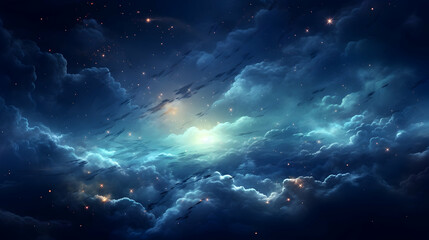 Wall Mural - night sky glows with stars and nebula in space generated by ai