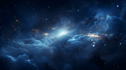 Wall Mural - night sky glows with stars and nebula in space generated by ai