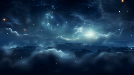 Wall Mural - night sky glows with stars and nebula in space generated by ai