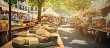Outdoor Space With Artisan Cheese Stalls Copy Space Image