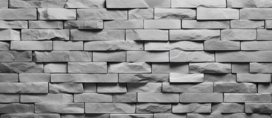 Poster - Minimalist grayscale stone brick wall with seamless abstract design creating a beautiful textured backdrop with ample workspace copy space image