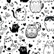 Seamless vector pattern with the cute cats
