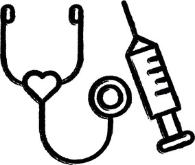 Wall Mural - Stethoscope, toy icon grunge style vector