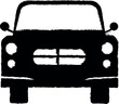 front view automobile, car icon grunge style vector